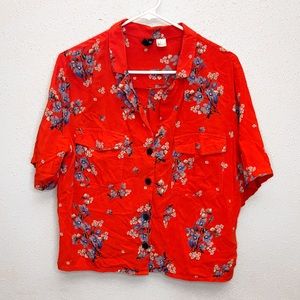 F21 Cropped Floral Shirt